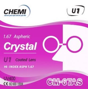 Tròng kính Chemi 1.67 U1 ASP Crystal  Coated 