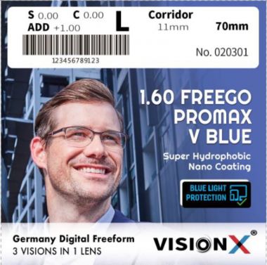 Tròng kính VisionX 1.60 FREEGO PROMAX VBLUE