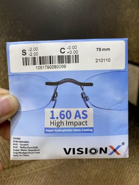 Tròng kính VisionX 1.60 AS High Impact SHMC
